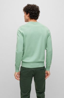 BOSS - Crew-neck sweater in cotton and cashmere with logo