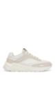 Mixed-material trainers with leather trims, White