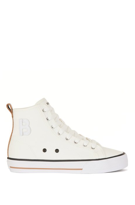 Canvas high-top trainers with 'B' patch, White