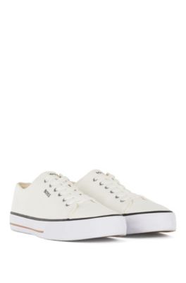 canvas low top trainers