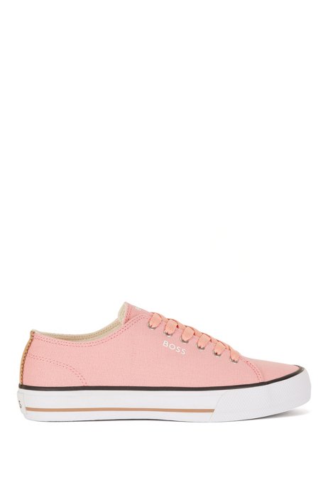 Low-top canvas trainers with signature stripe, light pink