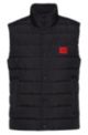 Water-repellent slim-fit gilet with red logo label, Black