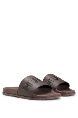Hugo Boss Italian-made Slides With Logo Strap