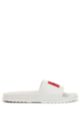Italian-made slides with red logo patch, White