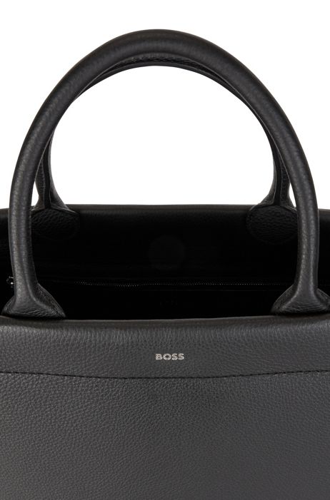 BOSS - Grained-leather tote bag with lace trims