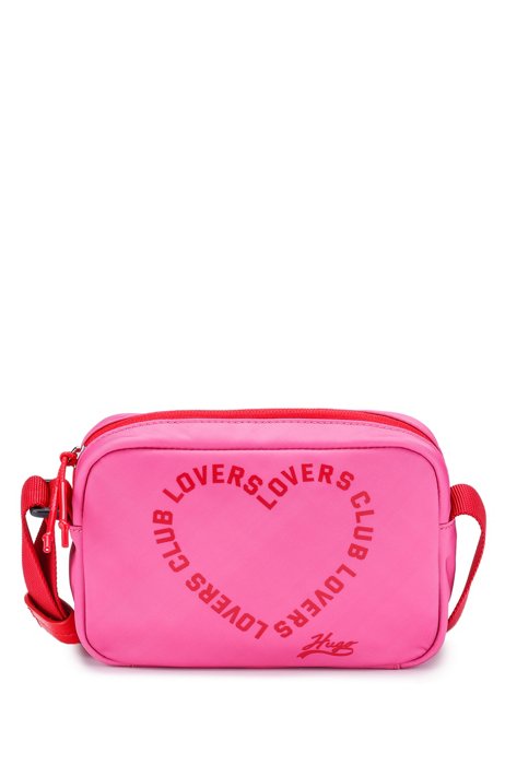 Recycled-nylon crossbody bag with Valentine's Day print, Dark pink