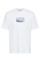 T-shirt Relaxed Fit en coton biologique avec logo artistique, Blanc