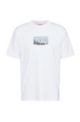 Camiseta relaxed fit de algodón orgánico con ilustración de robot, Blanco