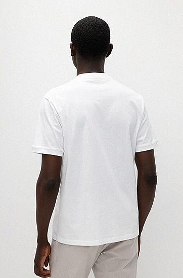 机器人艺术图案宽松版型有机棉质 T 恤,  100_White