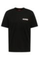 Organic-cotton T-shirt with stripe and logo, Black