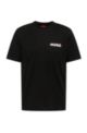 Camiseta de algodón orgánico con raya y logo, Negro