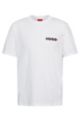 Organic-cotton T-shirt with stripe and logo, White