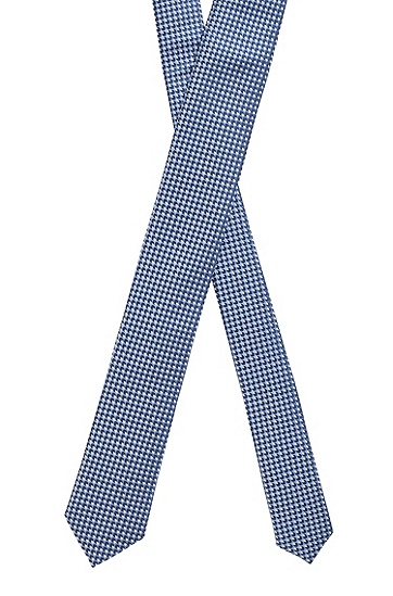 防水真丝提花图案装饰领带,  421_Medium Blue