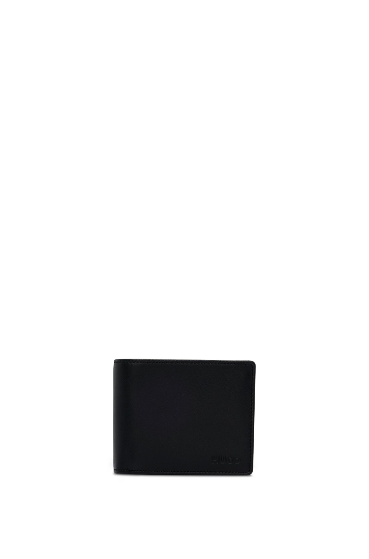 Geldbörse aus Leder mit Logo-Prägung, Schwarz