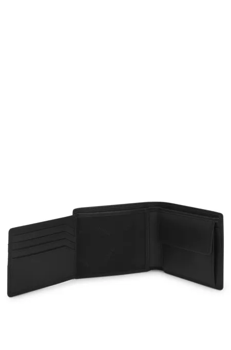 Trifold wallet in micro-grained leather with coin pocket