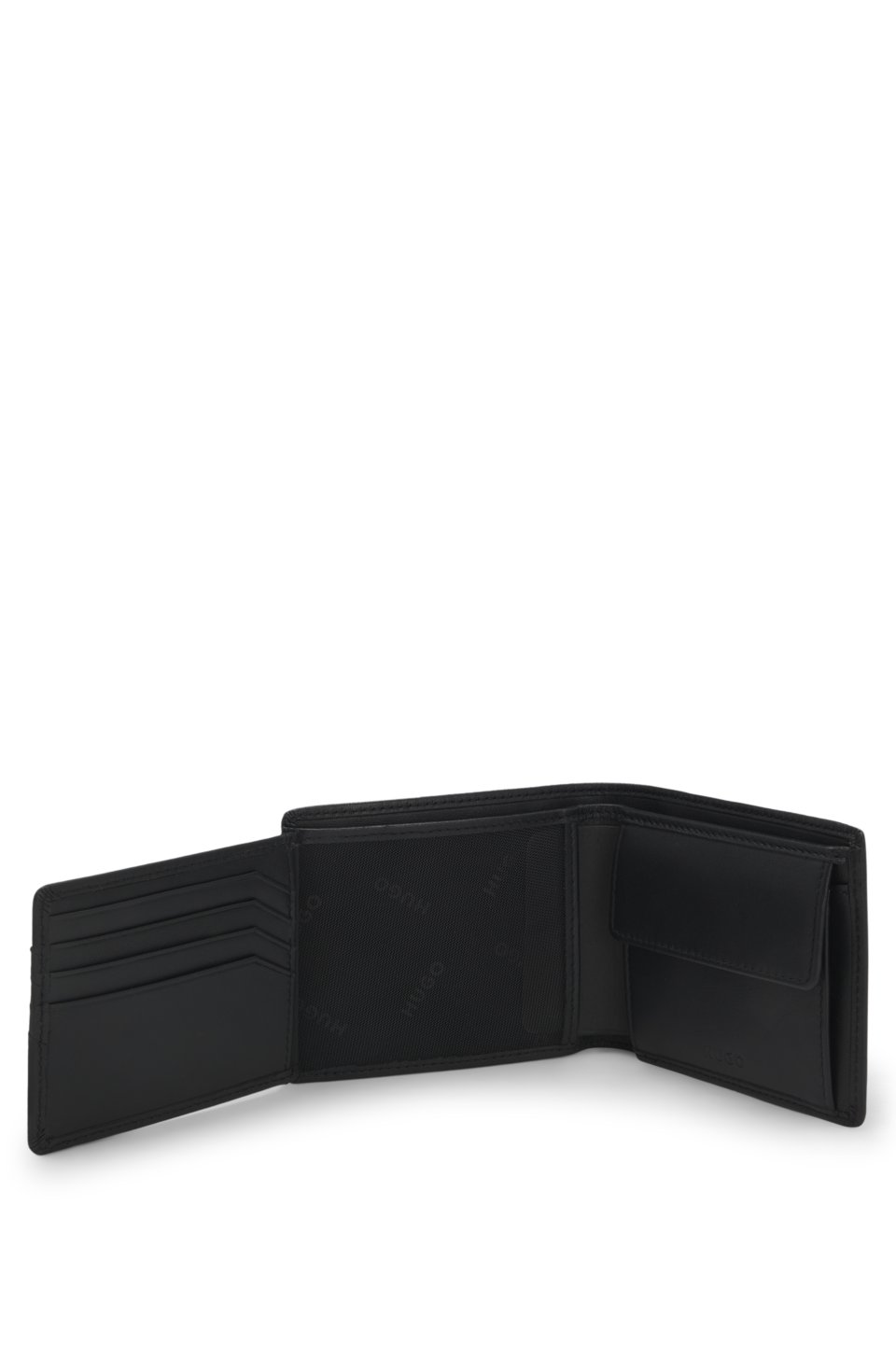 Trifold wallet in leather with embossed logo