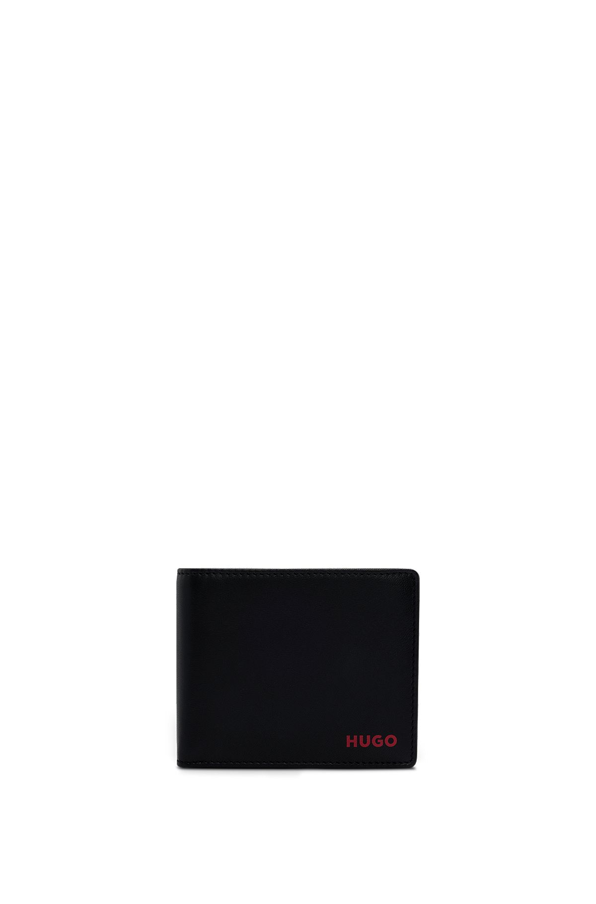 Кожаный кошелек с тисненым логотипом, Черный