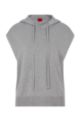 Relaxed-fit sleeveless hoodie in cotton, wool and cashmere, Grey