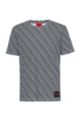 Cotton-jersey T-shirt with logo print and label, Patterned