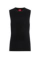 Slim-fit sleeveless top in ribbed stretch fabric, Black