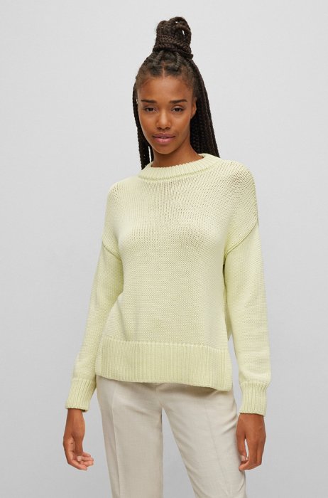 Relaxed-fit crew-neck sweater with cashmere touch, Light Yellow