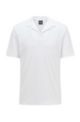 Cotton-towelling polo shirt with johnny collar, White