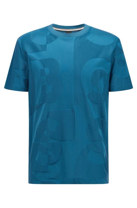 Heren Kleding voor voor T-shirts voor T-shirts met korte mouw BOSS by HUGO BOSS Katoen Slim-fit T-shirt Van Katoenjersey Met Meerkleurige Logos in het Blauw voor heren 