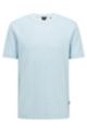 Slim-fit T-shirt in honeycomb cotton with tipped collar, Light Blue