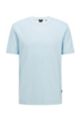 Slim-fit T-shirt in honeycomb cotton with tipped collar, Light Blue
