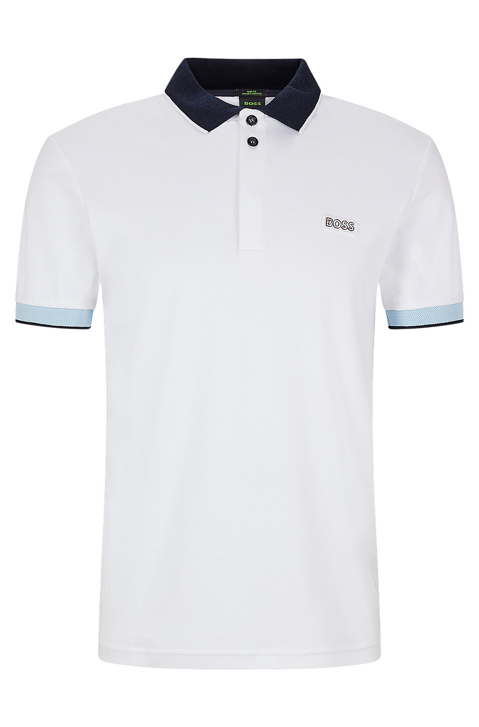 BOSS - Interlock-cotton slim-fit polo shirt with logo patch