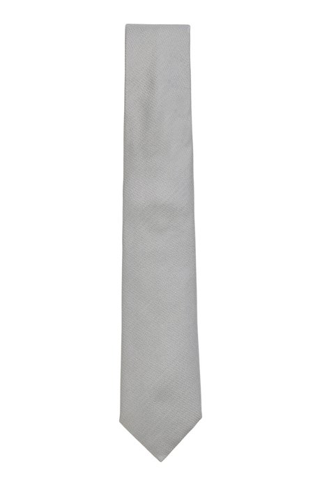 Silk-jacquard tie with micro pattern and rear loop, Silver