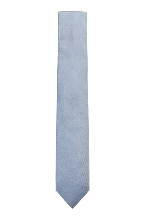 Silk-jacquard tie with micro pattern and rear loop, Light Blue