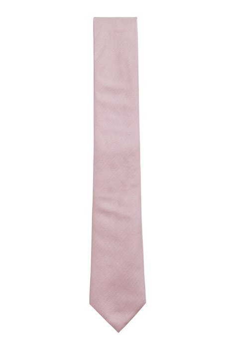Silk-jacquard tie with micro pattern and rear loop, light pink