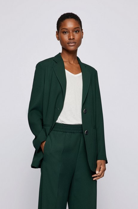 Relaxed-fit jacket in lightweight crepe, Dark Green