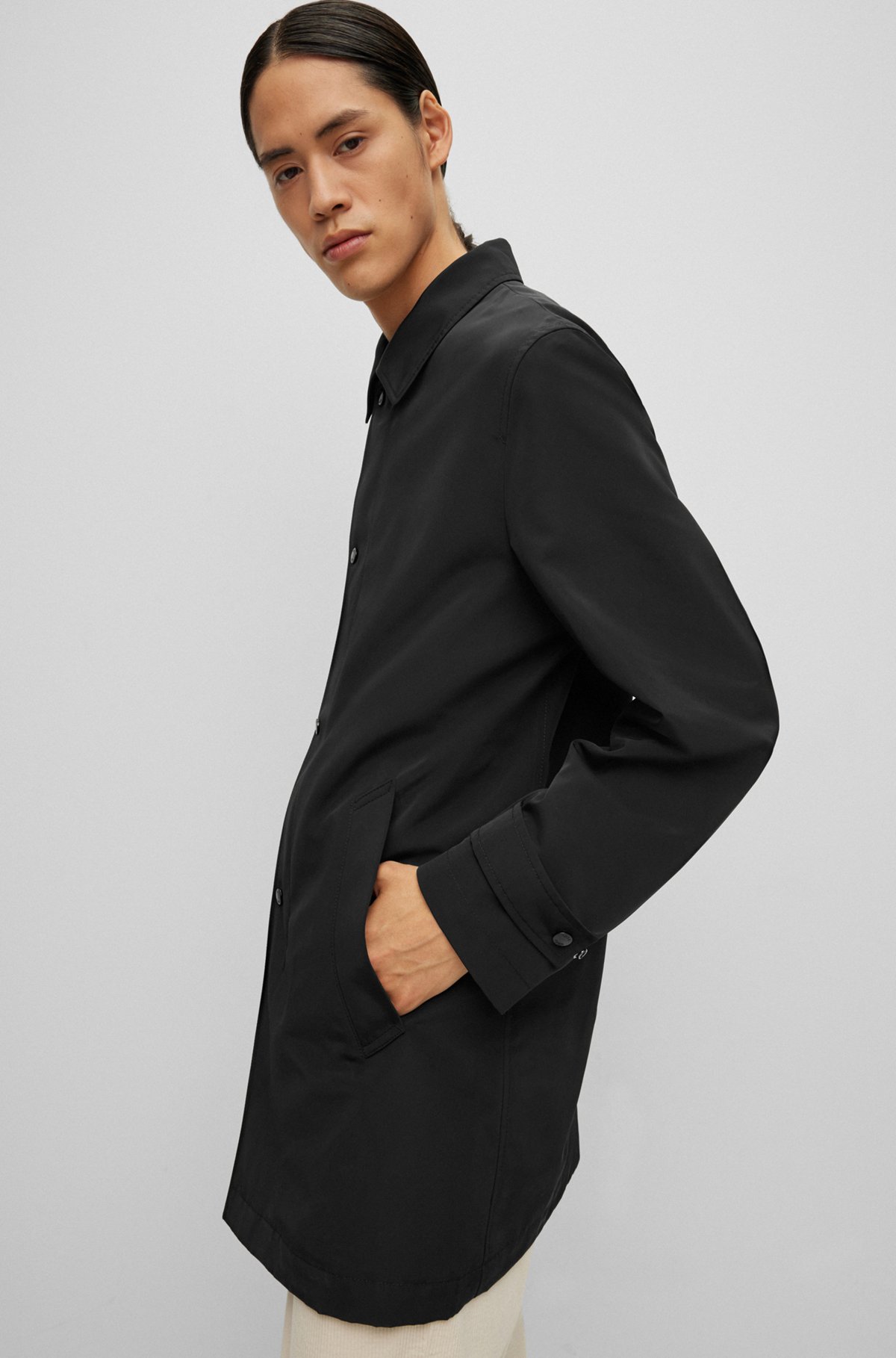 Water-repellent regular-fit jacket in recycled material, Black