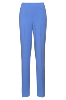 Hugo Relaxed-fit Straight-leg Trousers In Stretch Jersey In Blue