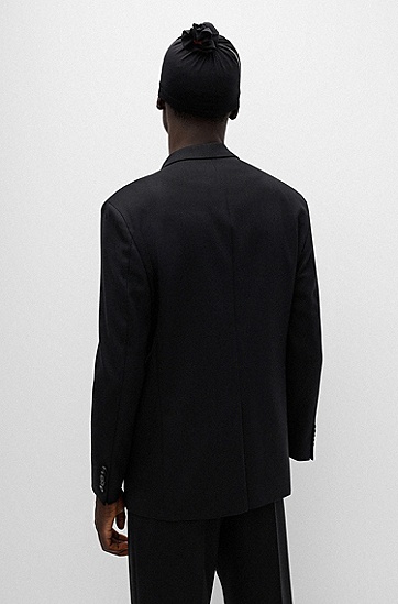 HUGO 雨果拉链开合弹性面料宽松版型夹克外套,  001_Black