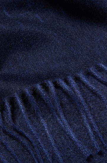 BOSS 博斯羊绒真丝混纺印花围巾,  402_Dark Blue