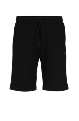 BOSS - Mixed-material regular-fit shorts with curved logo