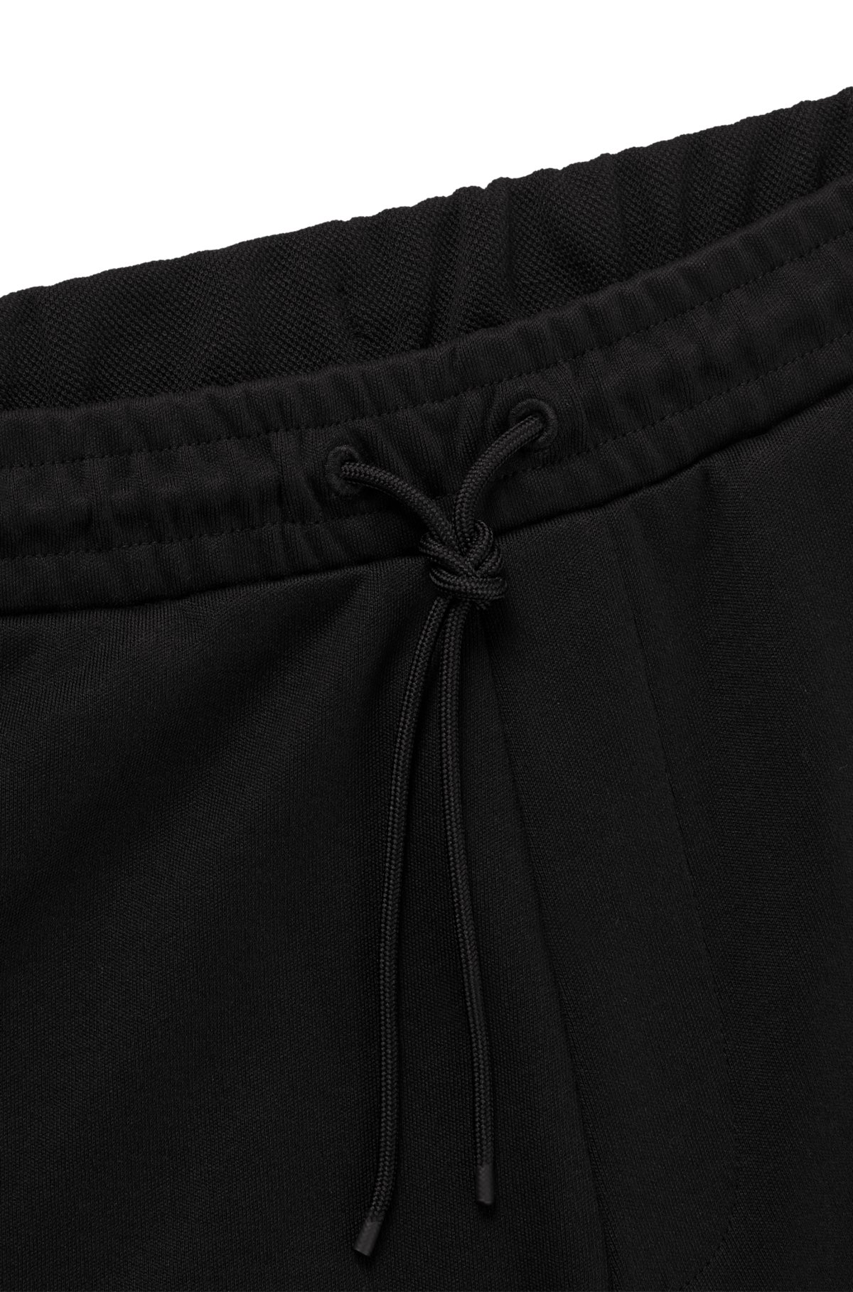 Mixed-material regular-fit shorts with curved logo, Black