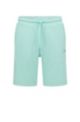 Mixed-material regular-fit shorts with curved logo, Turquoise