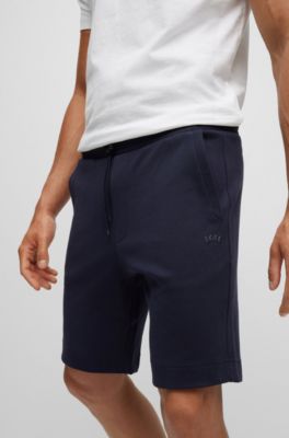 BOSS Mixed material regular fit shorts with curved logo