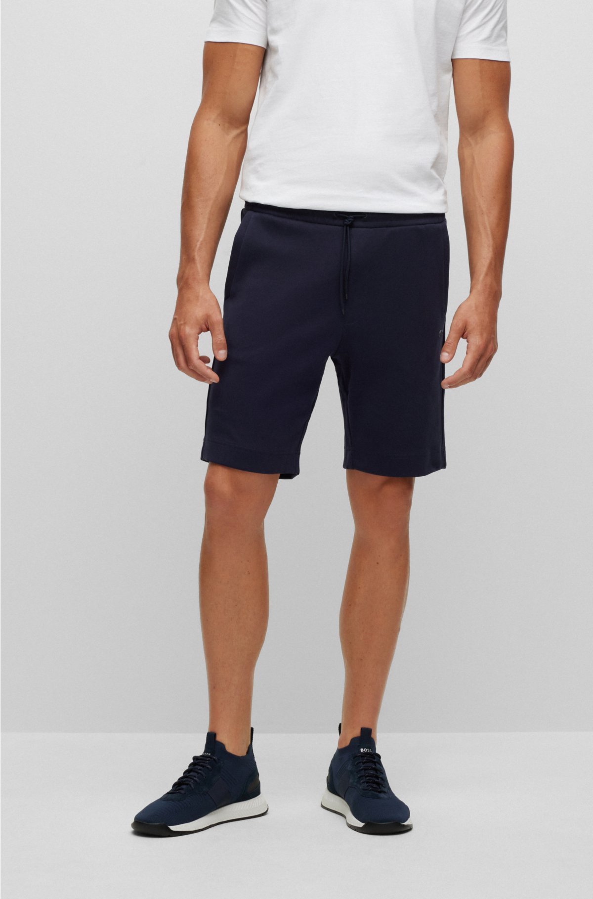 BOSS Stretch-jersey Regular-fit Shorts With Grid Embroidery, 40% OFF