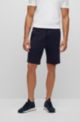 Mixed-material regular-fit shorts with curved logo , Dark Blue
