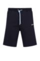 Cotton-blend regular-fit shorts with multicoloured logo, Dark Blue