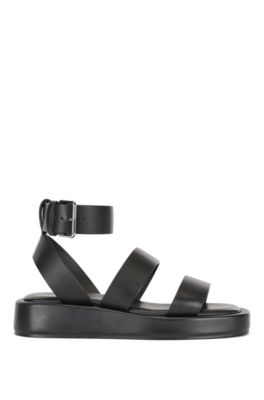 black platform leather sandals