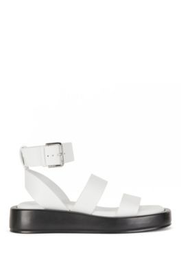 BOSS Italianleather sandals with platform sole
