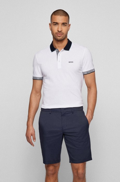 Slim-fit polo shirt with logo details, White
