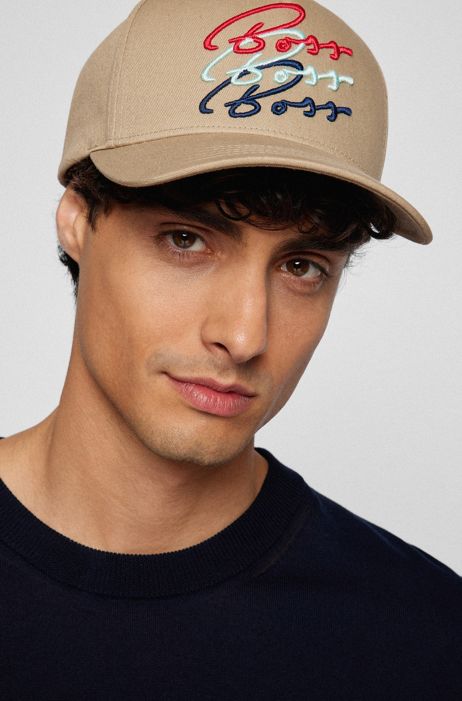 Cappellino in twill di cotone con grafica con logo HUGO BOSS Uomo Accessori Cappelli e copricapo Fascia 