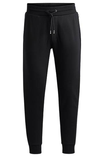 Cotton-terry tracksuit bottoms with printed logo, Hugo boss